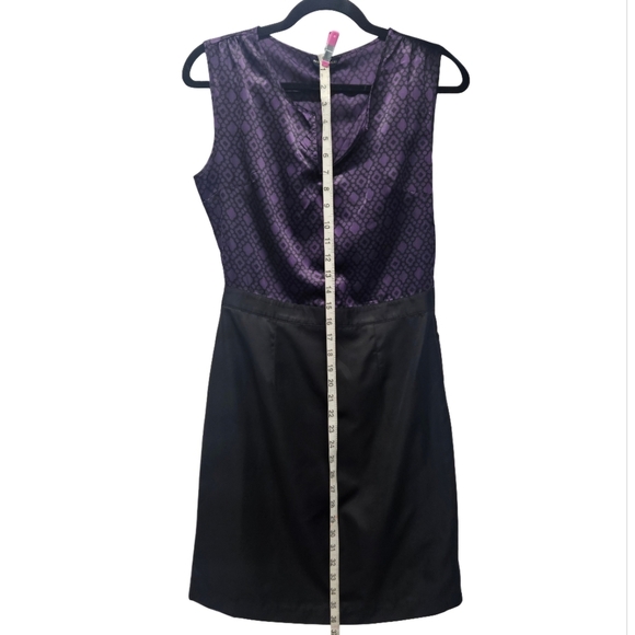 0005 Banana Republic Sleeveless Dress Purple Black Party Office Workwear Size 4 - Picture 13 of 14